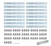 Hevysuo 16 Pezzi Connettore Rigore Diritto,Acciaio al Carbonio T/V Slot Connettore Estrusione Alluminio Angolare,con 64 Viti per 2020 Profilo in Alluminio Accessori Stampante 3D,Argento