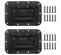 Hevysuo 2 Pezzi Maniglia a molla,Nero Ferro Maniglia Della Scatola Militare,Maniglia Della Cassetta Degli Attrezzi con 20 viti per Cassetta de Attrezzi Scatole,16 x 10cm