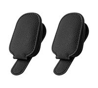 Hevysuo 2 Pezzi Pelle Portaocchiali Auto,Universale Parasole Porta Occhiali Auto per Occhiali Biglietti Accessori Auto,Nero