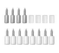 Hevysuo 20 Pezzi Perni di Supporti per Mensole 7.5mm Acciaio Inox con Gomma Bianco Manicotto Antiscivolo,Perni per Mensole con Vite per Librerie,Armadietti,Argento