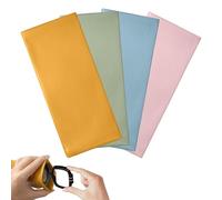 Hevysuo 4 Pezzi Custodia Occhiali Morbida in Pelle,18cm Custodia per Occhiali Impermeabile,Porta Occhialis da Sole per Borsa da Donna Uomo,Viaggi,Uso Quotidiano(Arancione Blu Verde Rosa)