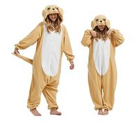 HEWERON Pigiama intero per cani Golden Retriever, costume per Halloween, cosplay, animale, cane, pigiama natalizio per donne, uomini, adolescenti, Tutina viola con cerniera, M