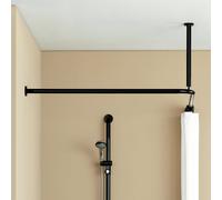 Hewi 801 asta per tenda da doccia, set completo, con collegamento a soffitto, 801.34.1162 90, 801 nero profondo [Accessori Bagno > Tende Doccia]