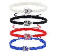 Hewill Braccialetti di cristallo intrecciati fatti a mano con gufo portafortuna per donne e uomini OwlJewely Stuff set da 4 pezzi