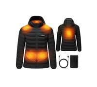 HEWINZE Giacca da donna riscaldata con cappuccio, piumino caldo da donna con batteria da 7,4 V, giacca invernale per escursioni all'aria aperta, caccia, moto, campeggio