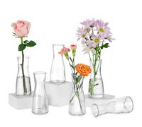 Hewory 6pz Vaso Fiori Vetro Trasparente: Decorativo da Interno per Centrotavola Matrimonio - Vasi per Decorazioni Casa Arredamento Soggiorno