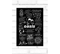 Hewson Poster Oasis con testo di Doodle - Oasis Artwork Gift for Fan - A3, lavagna nera