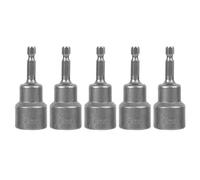Hex Socket Set with Grip Feature | 5pcs 19mm Tool Steel Adapter Bits | Electric Screwdriver Accessories for Drills/Wrenches/DIY | 6.35mm Hex Shank