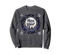 Hex Your Ex: Witchy Breakup Empowerment - Corona al Chiaro di Luna Felpa, Unisex per Adulti, Grigio Scuro, M