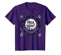 Hex Your Ex: Witchy Breakup Empowerment - Corona al Chiaro di Luna Maglietta, Bambini, Viola, 10 Anni