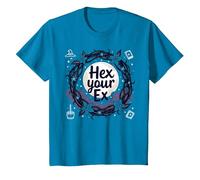Hex Your Ex: Witchy Breakup Empowerment - Corona al Chiaro di Luna Maglietta, Bambini, Zaffiro, 8 Anni