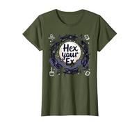 Hex Your Ex: Witchy Breakup Empowerment - Corona al Chiaro di Luna Maglietta, Donna, Oliva, 3XL