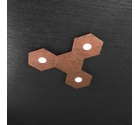 HEXAGON APPLIQUE-PLAFONIERA 3 LUCI + 1 DECORATIVO FOGLIA RAME 1142-3L1D-FR