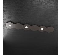 Plafoniera Moderna 6 Moduli Hexagon Metallo Marrone 3 Luci Led 12X3W