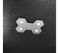 HEXAGON APPLIQUE-PLAFONIERA 4 LUCI + 1 DECORATIVO FOGLIA ARGENTO 1142-4L1D-FA