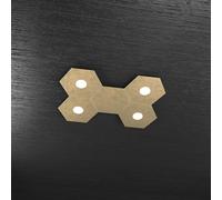 Plafoniera Moderna 5 Moduli Hexagon Metallo Foglia Oro 4 Luci Led 12X4W
