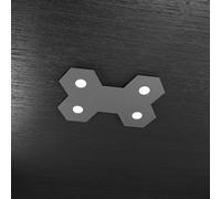 HEXAGON APPLIQUE-PLAFONIERA 4 LUCI + 1 DECORATIVO GRIGIO ANTRACITE 1142-4L1D-GA