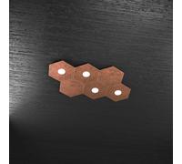 Plafoniera Moderna 6 Moduli Hexagon Metallo Foglia Rame 4 Luci Led 12X4W