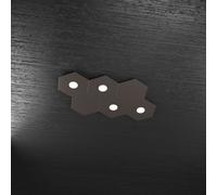 HEXAGON APPLIQUE-PLAFONIERA 4 LUCI + 2 DECORATIVO MARRONE 1142-4L2D-MA