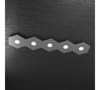 Plafoniera Moderna Hexagon Metallo Grigio Antracite 5 Luci Led 12X5W