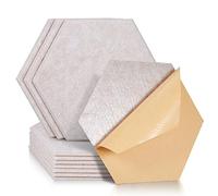 Hexagon, pannelli acustici autoadesivi, 12 pezzi, assorbitori acustici, ad alta densità, per pareti, soffitti, legno e porte, pannelli acustici, 30 x 26 x 0,9 cm, cammello