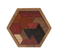 Hexagon Tangram - Geometry Shape Pattern Blocks, Educational Brain Game Puzzle For Kids Family, Portable Geometry Puzzle Toy For Learning Logic Spatial Skills Travel Play