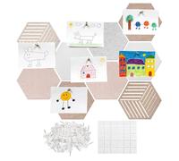 Hexagon Wall Pin Boards, Hexagon Decor Wall, Aesthetic Home Decor Picture Board Set, Display Board Accoustic Panels Set for Crafts Photos Cards Bedroom Living Room Office School Classroom
