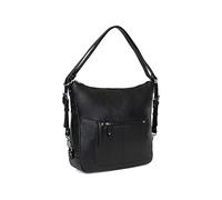 Hexagona - Borsa trasformabile - Compatibile con formato A4 e cellulare - per donna - Collezione Comfort - in pelle, Nero, Taglia unica