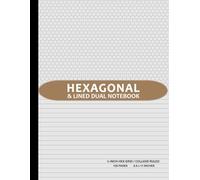Hexagonal and Lined Dual Notebook: Top Half 1/4" Hex Grid Graph & Bottom-Half College Ruled Paper Notepad for Organic Chemistry / Biochemistry / Science Students | 120 Pages, 8.5 x 11 Inches - Brown
