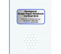 Hexagonal Graph Paper Notebook Vertical Grid: 1/4 Inch (0.25 Inch) Hexagons Layout - Thin Light Blue Hexagonal Grid Paper Design (4x4 Hex-Up) - for RPG Maps, Creative Art, and Spatial Visualization