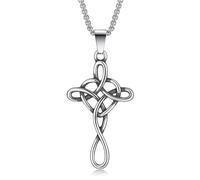 HEXALOVA Collana con croce celtica da donna, in acciaio inossidabile, collana con croce gotica, catena a croce da uomo, ciondolo a croce argentata, collana con simbolo dell'infinito (17)