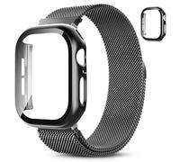 Hexasider - Cinturino con Protezione Schermo per Apple Watch, Cinturini 38/40/41/42/44/45/46mm Uomini Donne, Cinturino a Maglia Milanese in Acciaio Inox e Custodia per iWatch Serie 11 10 9 8 7 6 5 4 3