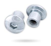 HEXATON Dadi a Manicotto M6 x 13 x 10 mm - 100 Pezzi - Dadi Esagonali per Mobili a Testa Tonda con Flangia e Cava Esagonale - Acciaio Zincato