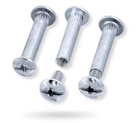 HEXATON Viti di Connessione M6 x 26-35 mm - 200 Pezzi - Viti per Mobili con Dado Cilindrico - Acciaio Nichelato