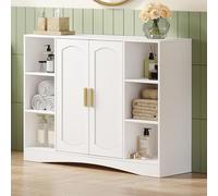 HEXCELEN Mobile da Bagno, Mobiletto Autoportante, Armadietto con 2 Ante, Ripiani Regolabili, Scomparto Aperto, per Bagni, Soggiorno, Cucina, Corridoio, 30 x 100 x 75 cm, Bianco