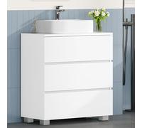 HEXCELEN Mobile Sottolavabo per Bagno, Mobile Bagno Sottolavabo con 3 Cassetti, per Lavabo Senza Rialzo, Convient pour Bagnetto, Moderno, 30 x 60 x 63 cm, Bianco