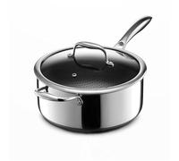 HexClad Casseruola ibrida antiaderente da 4,7 litri con coperchio in vetro temperato, manico che mantiene il freddo, lavabile in lavastoviglie, adatta a induzione, compatibile con tutti i piani