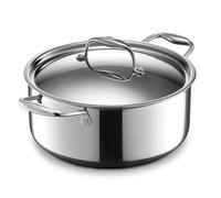 HexClad Casseruola ibrida con coperchio 4,7 l - Bräter a struttura alveolare - Dutch oven per tutti i tipi di piano cottura, anche a induzione - Casseruola antiaderente Ø 24 cm, adatta al forno e