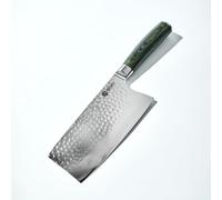HexClad Coltello mannaia, lama giapponese in acciaio inox damasco da 18 cm, costruzione a tutto codolo, manico in legno pakkawood