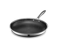 HexClad Padella ibrida in acciaio inossidabile da 30,5 cm con manico Rimanere fresco, senza PFOA, lavabile in lavastoviglie e forno, antiaderente, funziona con il piano cottura a induzione