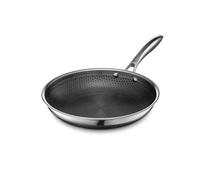 HexClad Padella in acciaio inox ibrido da 25 cm, manico freddo, padella, senza PFOA, bobine e resistente al forno, antiaderente