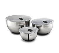 HexClad Set di 3 ciotole in acciaio inox, con coperchi sottovuoto e base antiscivolo, 3 pezzi