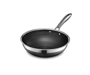 HexClad Wok ibrido in acciaio inossidabile da 25,4 cm con manico che rimane freddo - Senza PFOA