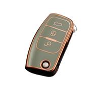 HEXEH Cover Guscio Chiave Custodia Protettiva Pieghevole in TPU per Auto per Ford per Focus 2 MK2 per Fiesta per Mondeo per Galaxy per Falcon per Territory Shell FOB Case Cover Chiave Auto(Green)