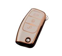 HEXEH Cover Guscio Chiave Custodia Protettiva Pieghevole in TPU per Auto per Ford per Focus 2 MK2 per Fiesta per Mondeo per Galaxy per Falcon per Territory Shell FOB Case Cover Chiave Auto(White)