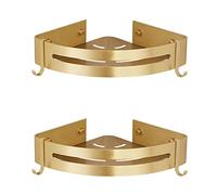 HEXEH Mensola angolare per doccia e bagno, montaggio a parete, in alluminio spazzolato oro, per gel doccia, shampoo, organizer per scaffali, mensole da cucina, bottiglie di condimento, mensola