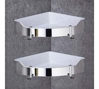 HEXEH Mensola angolare per doccia in acciaio inox ABS cromato montaggio a parete triangolo cosmetici shampoo drenante accessori da bagno a parete mensole da cucina portaspezie/cromato a due livelli