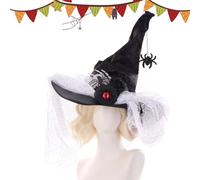 Hexenhut - Spitz zulaufende Spitze, Cosplay-Accessoire, Spinnenknochen-Design, Halloween-Requisite | Hexenhut für Erwachsene, Abschlussbälle, Maskenbälle, Feiertage und Weihnachten