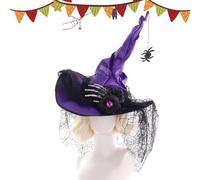 Hexenhut - Spitz zulaufende Spitze, Cosplay-Accessoire, Spinnenknochen-Design, Halloween-Requisite | Hexenhut für Erwachsene, Abschlussbälle, Maskenbälle, Feiertage und Weihnachten