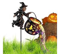 Hexenkessel LED | Fliegende Hexe Gartenlicht 70 cm